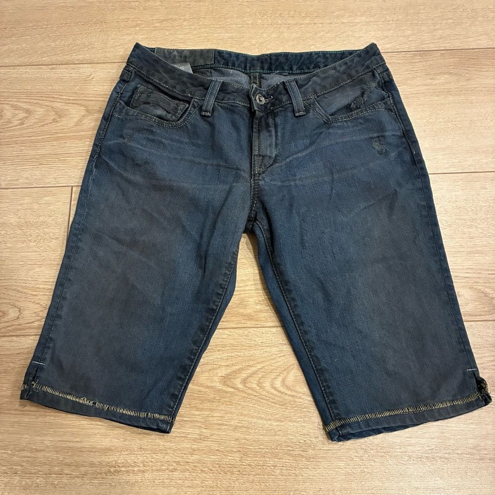 NEW Loomstate Women’s 11” Stained Denim Bermuda Short Organic Cotton Size 27